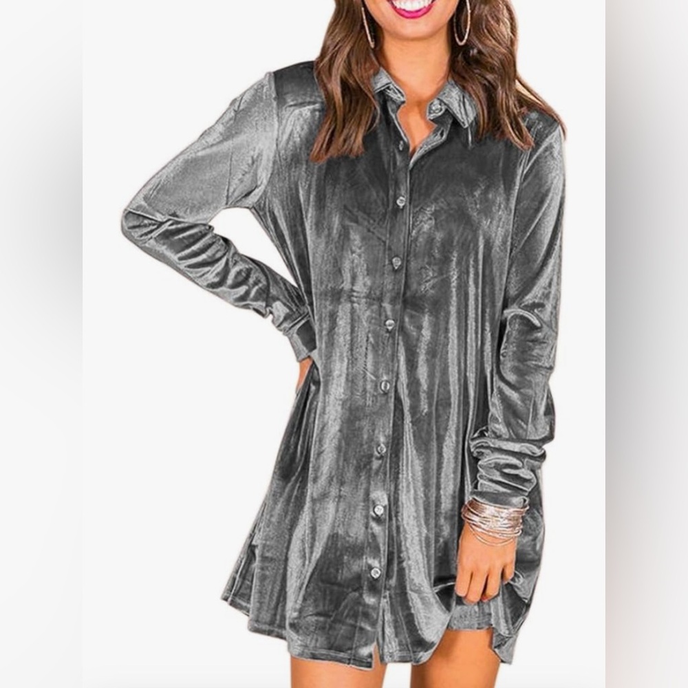 Caitefaso Womens Velvet Button Down